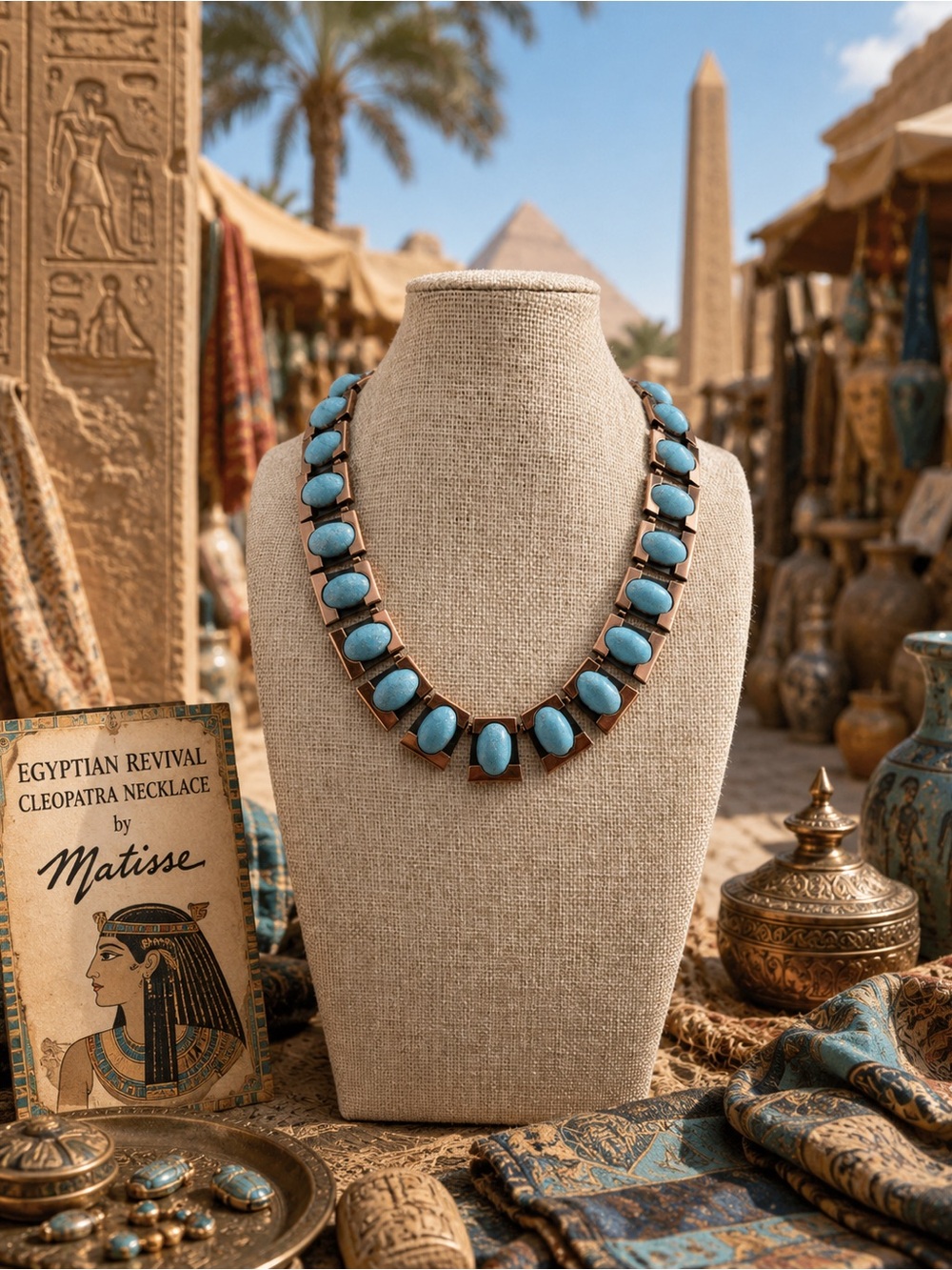 Matisse Blue Enamel Copper-Tone Statement Necklace